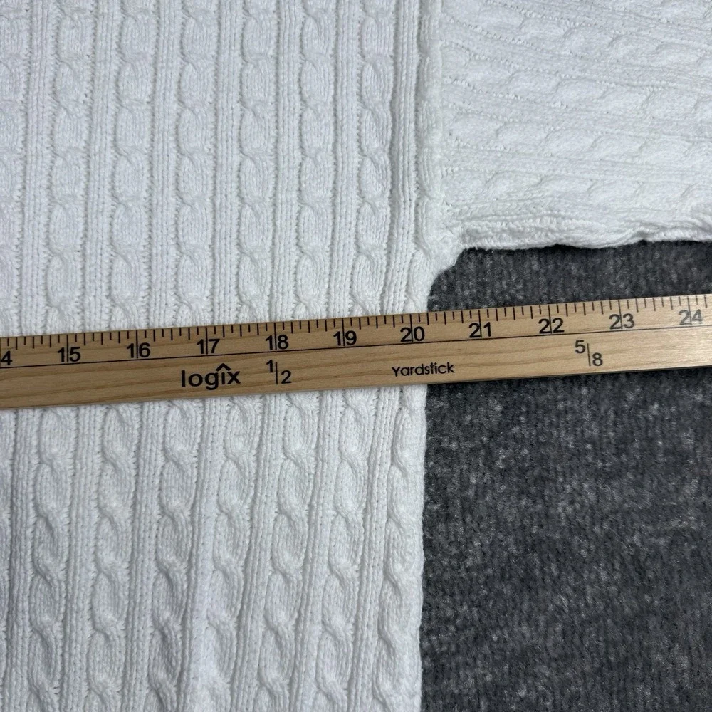 Vintage Brooks Brothers Sweater Men's Medium White Cable Knit Crewneck USA Made